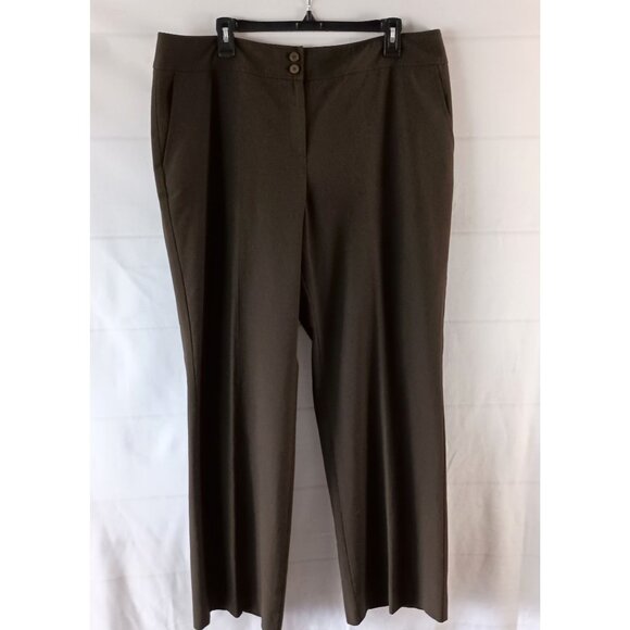 Talbots Brown Flat Front Dress Pants Women’s 18 Stretch Trousers Career Workwear - Picture 2 of 7